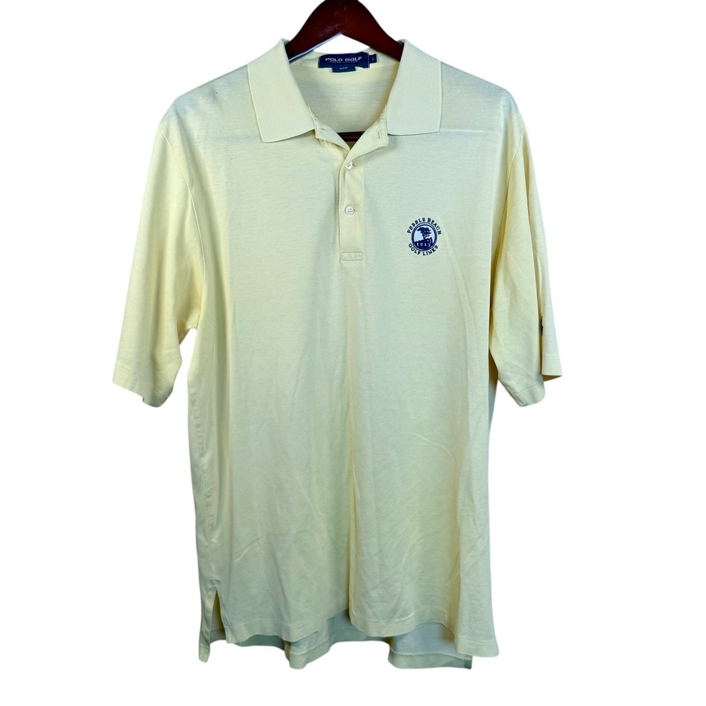 Polo Golf Ralph Lauren Pebble Beach Shirt Mens Size Lg Butter Yellow Pima Cotton